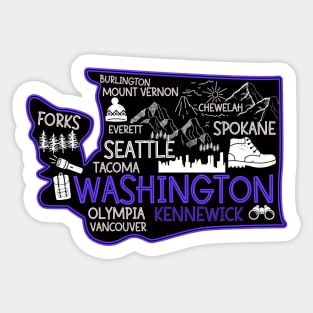 Washington Kennewick cute map Tacoma Forks Spokane Sticker